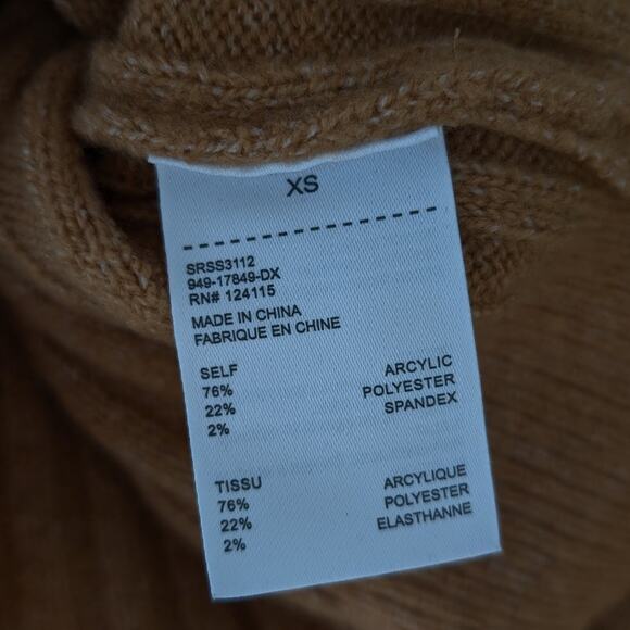 Sophie Rue Tan Ribbed Knit Crewneck Lond Sleeve Jumper Sweater, size XS - Picture 6 of 7